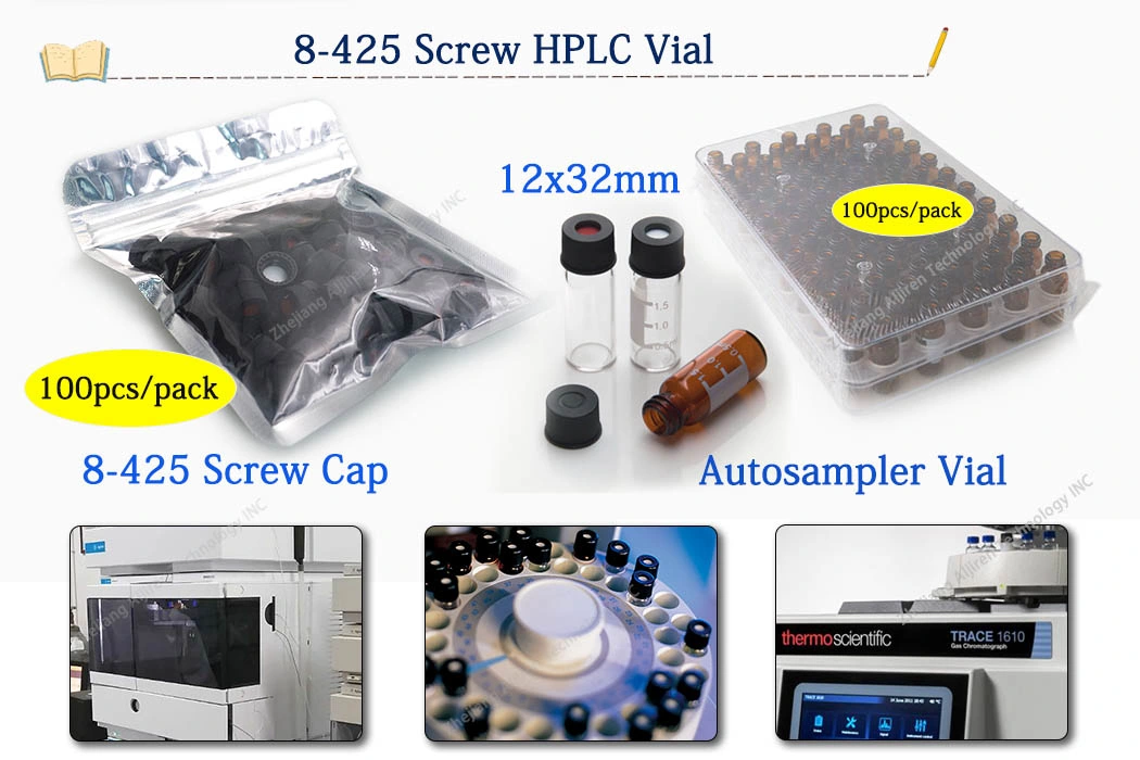 Sample Customization Aijiren 8-425 Screw Cap Glass HPLC Vials for Metrohm System