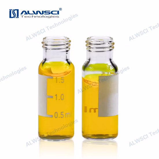 Alwsci 2ml 1,8ml 1,5ml 8-425 frasco de parafuso de vidro transparente com remendo para cromatografia
